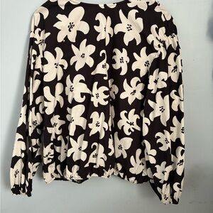 Marimekko Black and Cream Floral Blouse